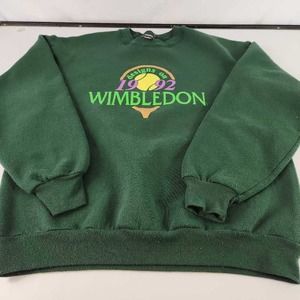 Vintage Mens Wimbledon 1992 Screen Stars Sweatshirt Green Embroidered Crew USA L